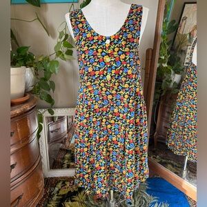 Style Studio Black Mini Dress with Bright Floral Print, size L